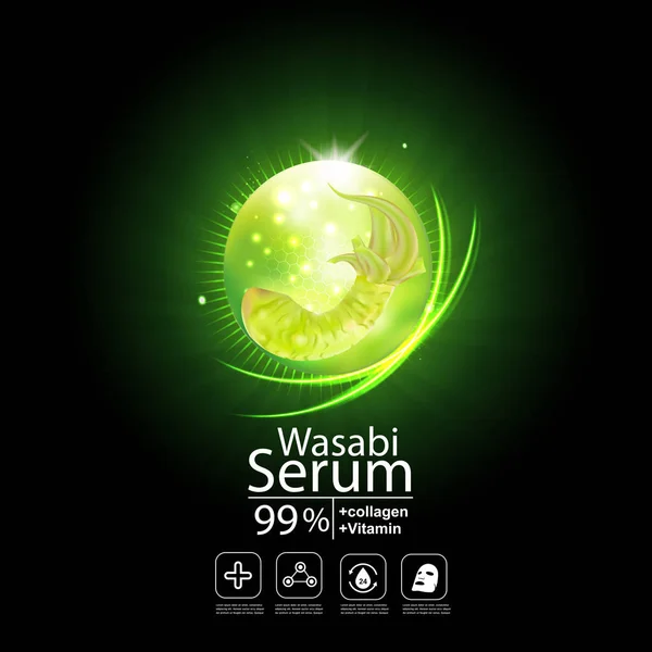 Serum Wasabi Vektor Hintergrund Konzept Hautpflege Kosmetik — Stockfoto