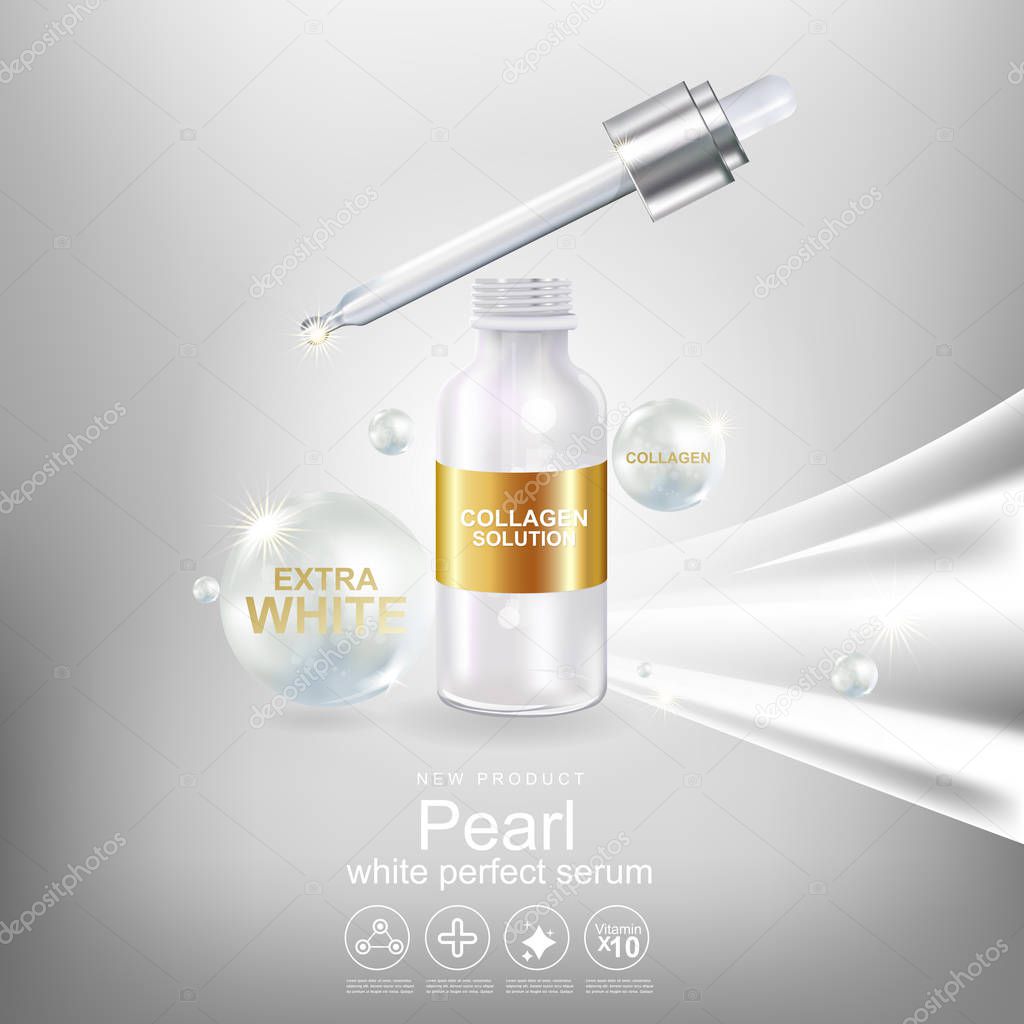 Collagen and Serum pearl Background Concept Cosmetic for Skin.