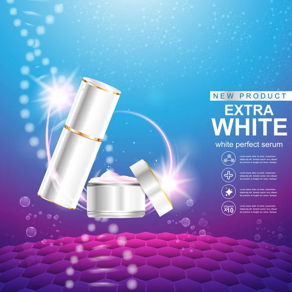 Collagene Siero Cura Della Pelle Extra White Product Background Concept — Foto Stock
