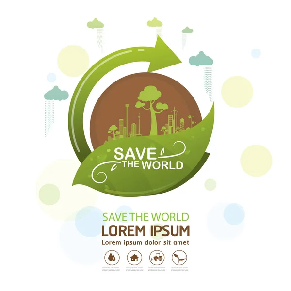 Rädda Världen Vektor Konceptet Leaf Live — Stockfoto