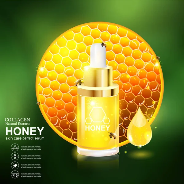 Collageen Vitamine Voor Huid Concept Bijen Honing Vector — Stockfoto