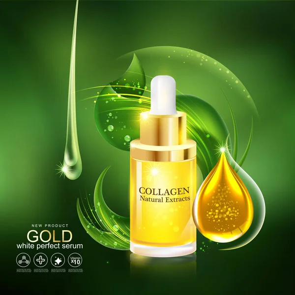 Collageen Vitamine Goud Wit Perfect Serum Voor Huidverzorging Banner — Stockfoto