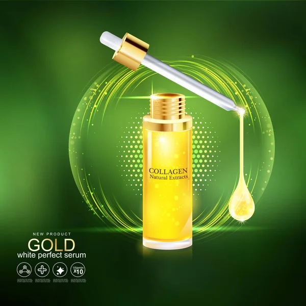 Collageen Vitamine Goud Wit Perfect Serum Voor Huidverzorging Banner — Stockfoto