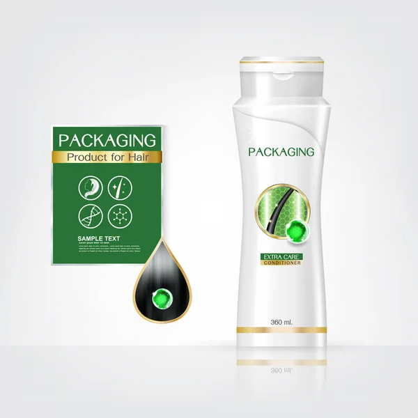 Shampoo Fles Verpakking Sjablonen Witte Achtergrond Vector Voor Producten Haarverzorging — Stockfoto
