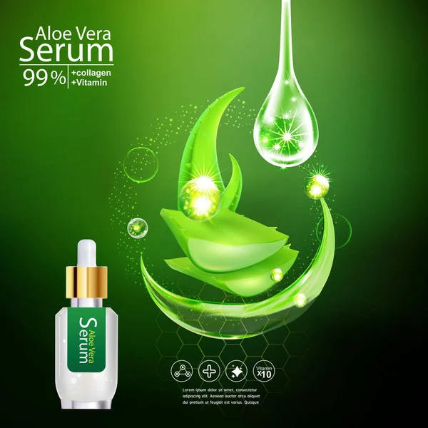 Alow Vera Serum Collagen Vitamin Skin Care Cosmetic Background Vector — 스톡 사진