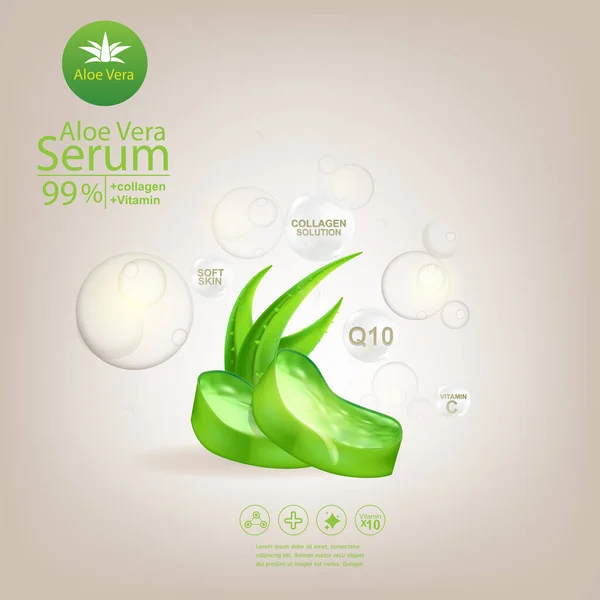 Alow Vera Serum Collagen Vitamin Skin Care Cosmetic Background Vector — 스톡 사진