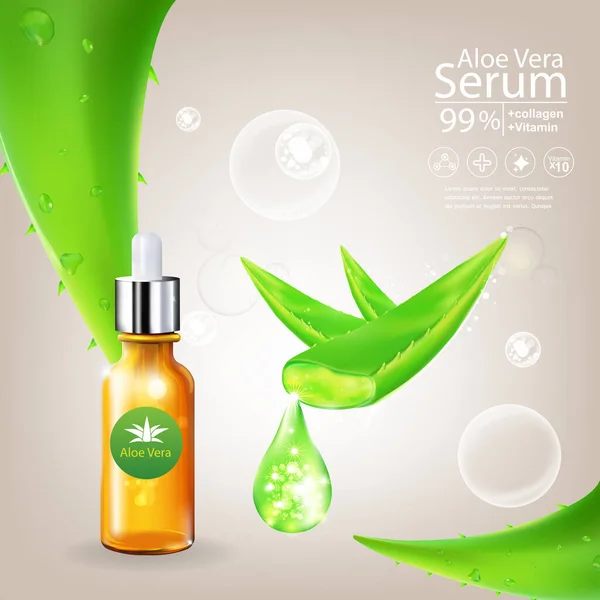 Aloe Vera Serum Und Collagen Vitamin Hautpflege Kosmetischer Hintergrund Vektor — Stockfoto