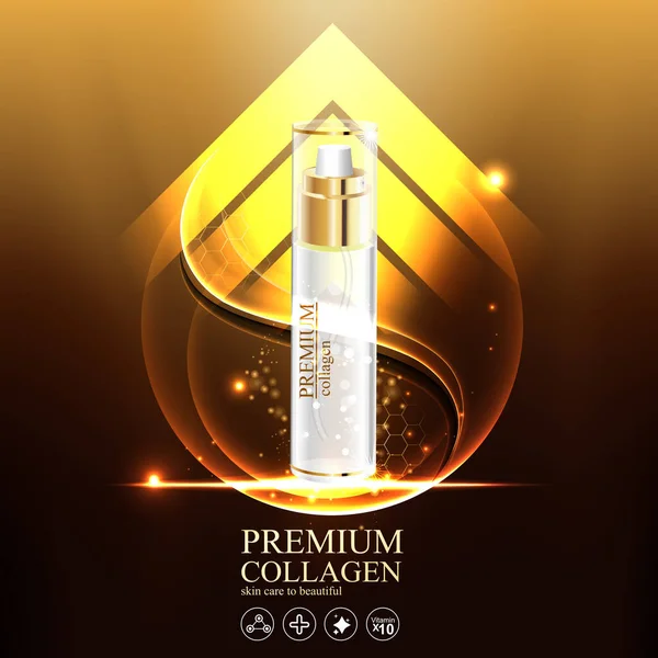 Soro Colágeno Vitamina Contexto Cuidados Com Pele Cosmético Conceito Premium — Fotografia de Stock