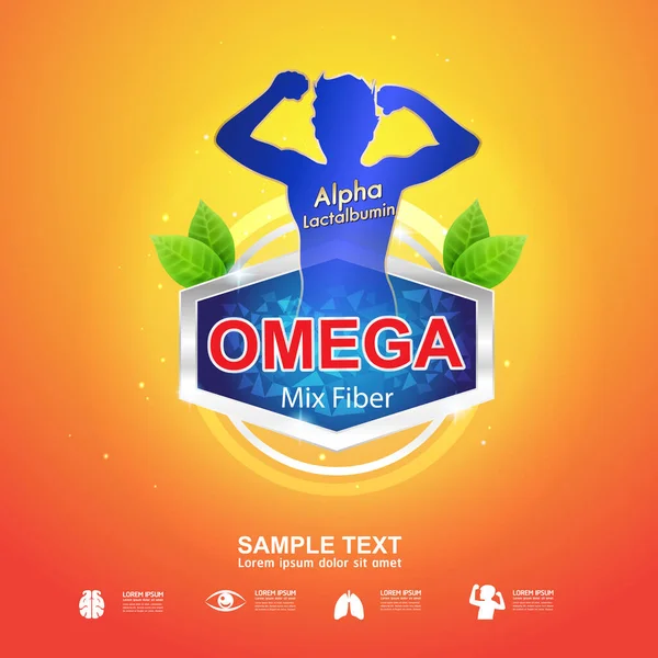 Vector Logotipo Vitamina Omega Nutrición Para Productos Para Niños — Foto de Stock