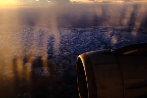 Západu slunce obloha na letadlo, letadlo okna, Kuala Lumpur Stock Snímky