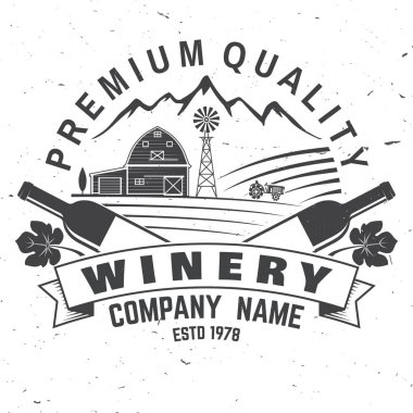 Şaraphane şirket rozet, işaret veya etiket. Vektör çizim.