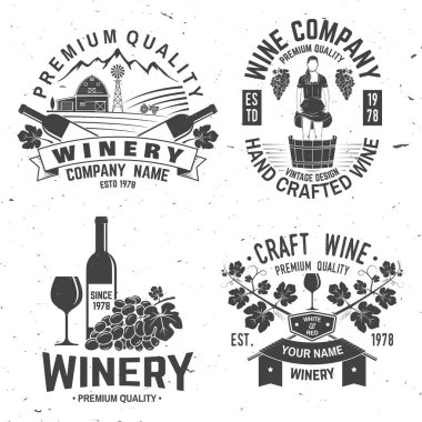 Winer şirket rozet, işaret veya etiket kümesidir. Vektör çizim.