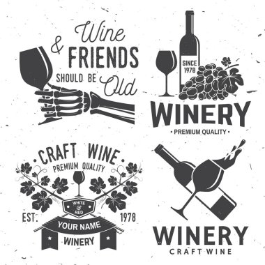 Winer şirket rozet, işaret veya etiket kümesidir. Vektör çizim.