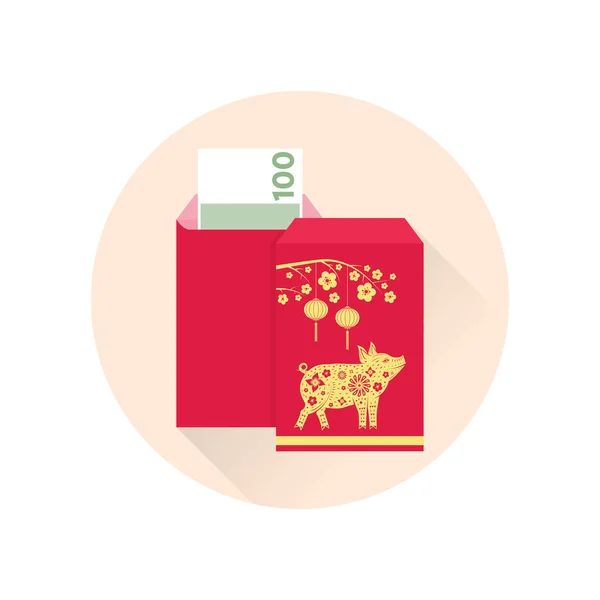 Chinese New Year red envelope flat icon. — Stock Vector