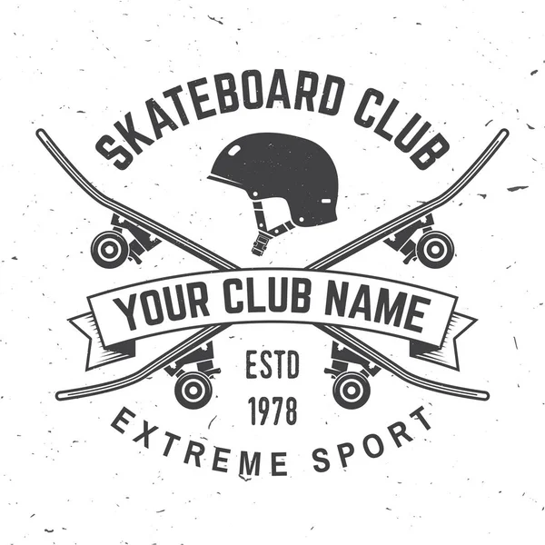 Skateboard club badge. Vectorillustratie. — Stockvector