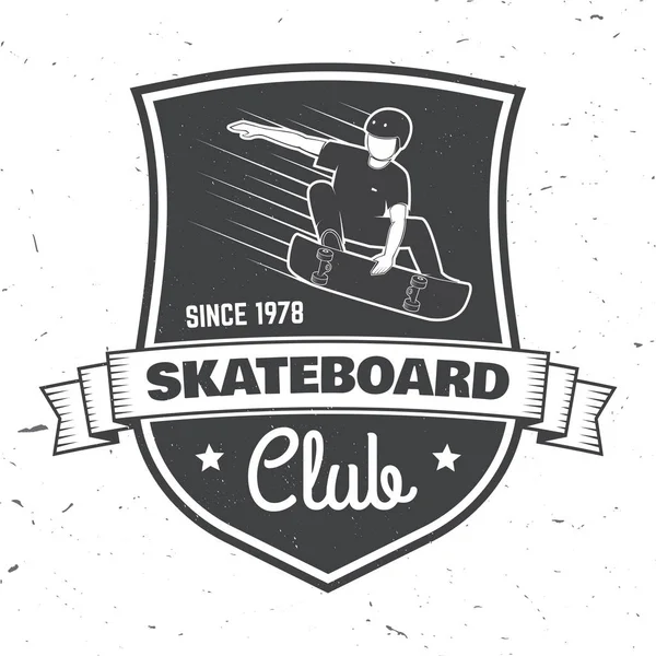 Insignia del club de skate. Ilustración vectorial . — Vector de stock