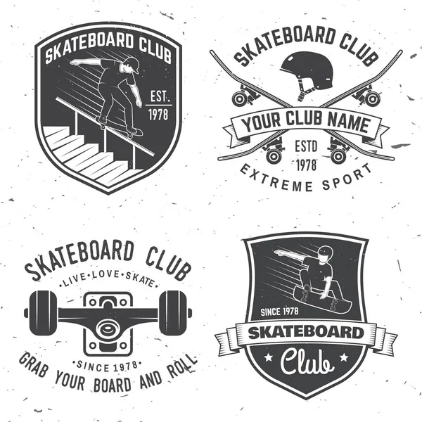 Sada Skateboard klub odznaky. Vektorové ilustrace. — Stockový vektor