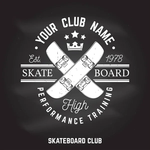 Skateboard-Club-Schild auf der Tafel. Vektorillustration. — Stockvektor