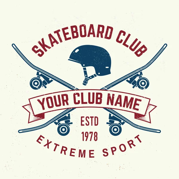Skateboard club badge. Vectorillustratie. — Stockvector