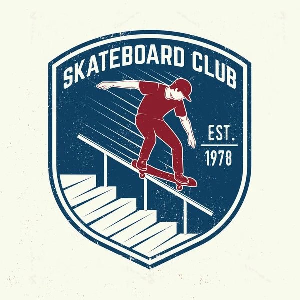 Skateboarden club badge. Vectorillustratie. — Stockvector