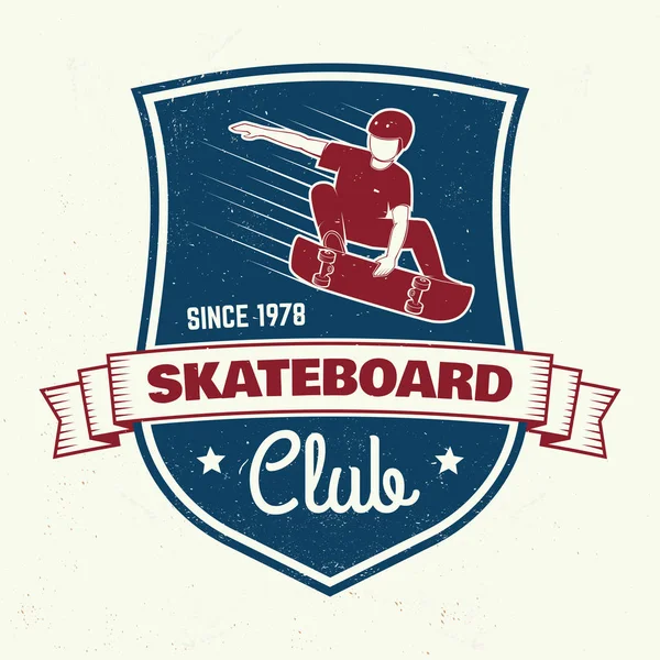 Skateboarding Odznak klubu. Vektorové ilustrace. — Stockový vektor