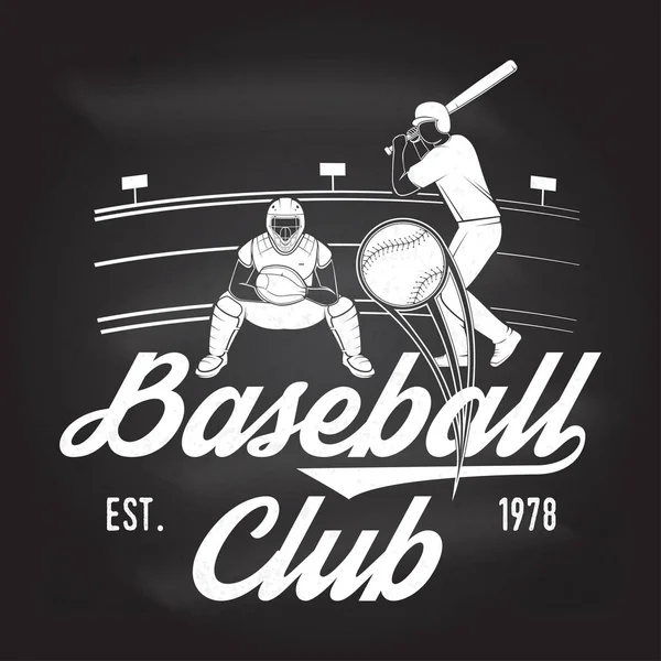 Baseball or softball club badge on the chalkboard. Vector illustration.
