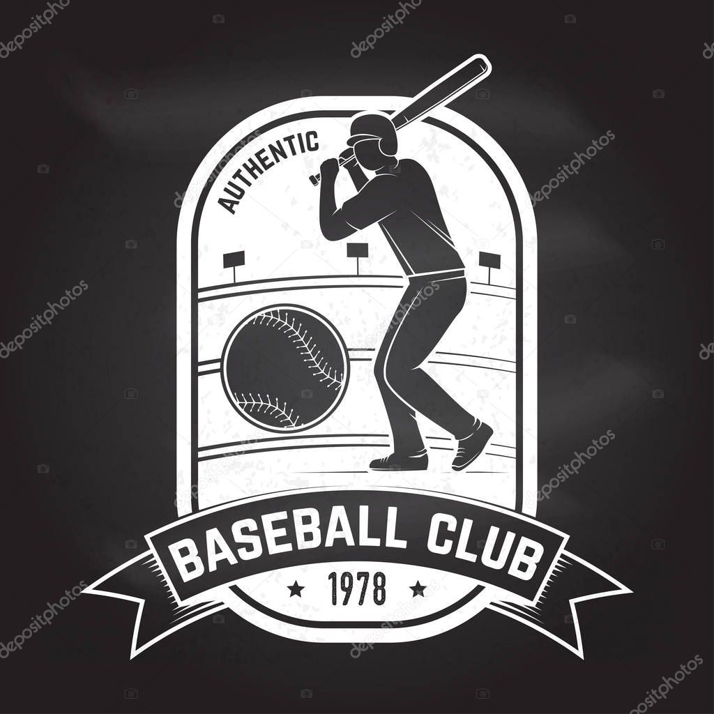 Baseball or softball club badge. Vector illustration. Concept for shirt or logo, print, stamp or tee.