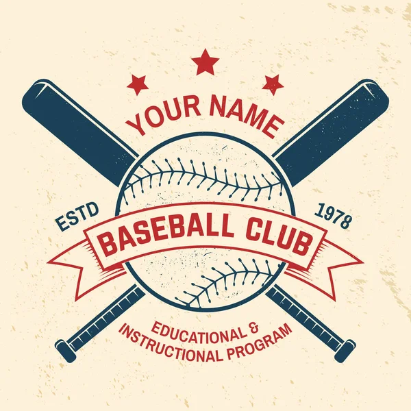 Badge du club de baseball. Illustration vectorielle. Concept pour chemise ou logo, imprimé, timbre ou tee-shirt . — Image vectorielle