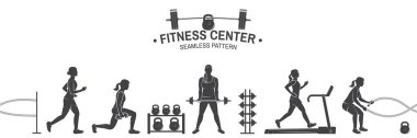 Fitness kulübü Dikişsiz desen veya arka plan. Vektör çizim.