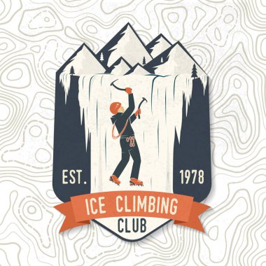 Vintage tipografi tasarımı ile dağlarda dağcı.