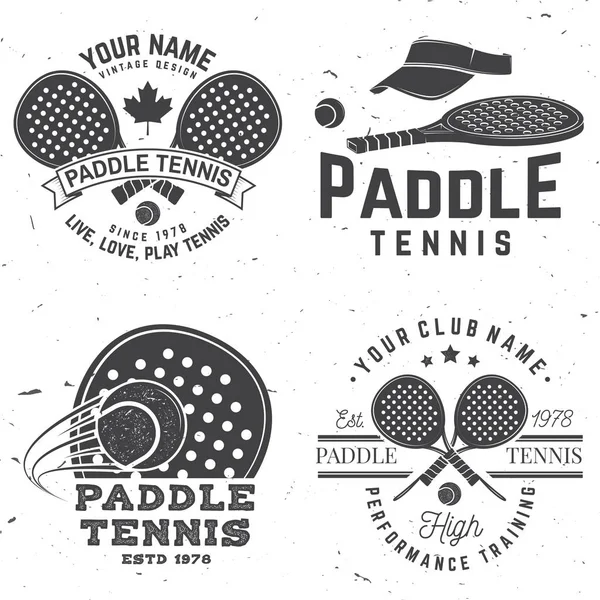 Σύνολο Paddle τένις σήμα, έμβλημα ή σήμα. Εικονογράφηση διάνυσμα. Ιδέα για πουκάμισο, εκτύπωσης, σφραγίδα ή ΤΕΕ. — Διανυσματικό Αρχείο