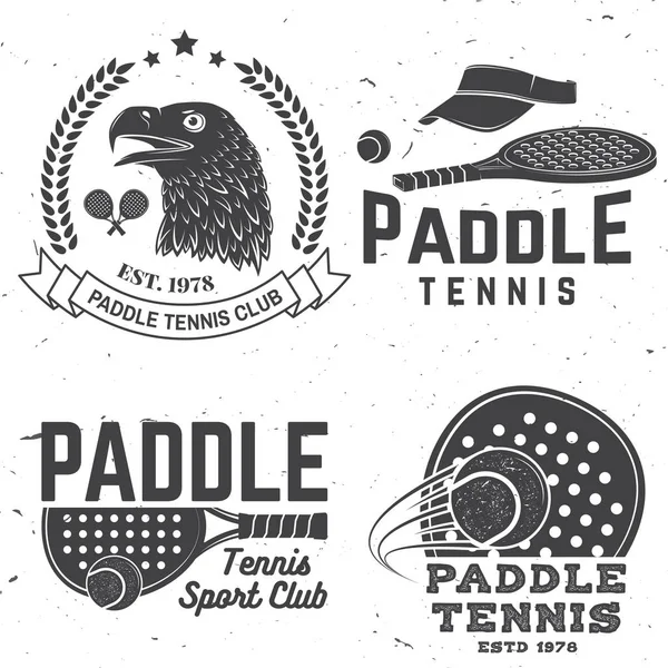 Set Paddle lencana tenis, lambang atau tanda. Vektor ilustrasi. Konsep untuk kemeja, cetak, stempel atau tee . - Stok Vektor