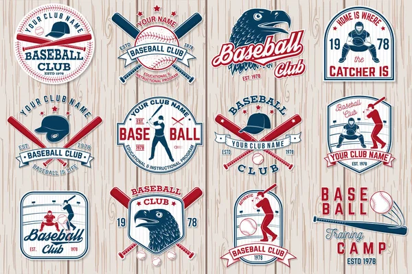 Conjunto de placa de béisbol o club de softbol. Ilustración vectorial. Concepto para camisa o logo , — Vector de stock