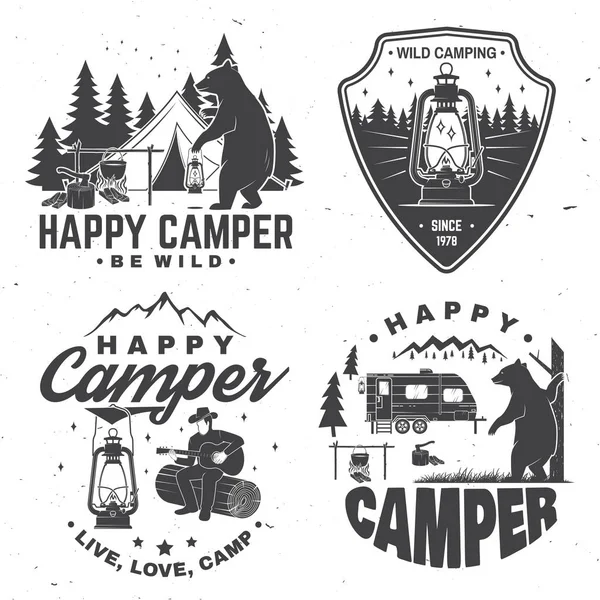 Happy camper. Vector illustration. Concept for shirt or logo, print, stamp or tee. — Stock Vector