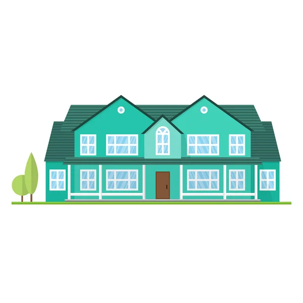 向量平郊区美国房子。对于网页设计和应用程序界面, 也适用于信息图表。查出的家庭房子在白色背景. — 图库矢量图片