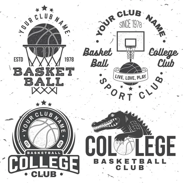 Basketball college club badge. Vector. Concept for shirt, print, stamp or tee. Vintage typography design with crocodile and basketball ball silhouette.