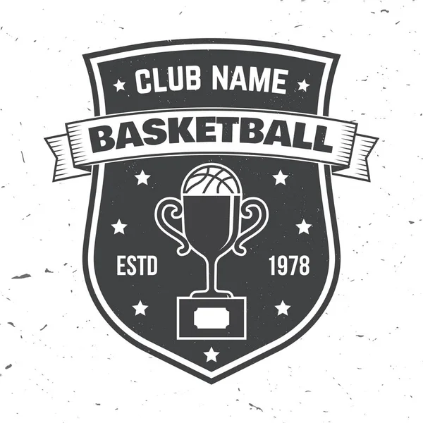 Basketballsportabzeichen. Vektorillustration. Konzept für Hemd, Stempel oder Tee. Vintage-Typografie-Design mit Pokal und Basketballsilhouette. — Stockfoto