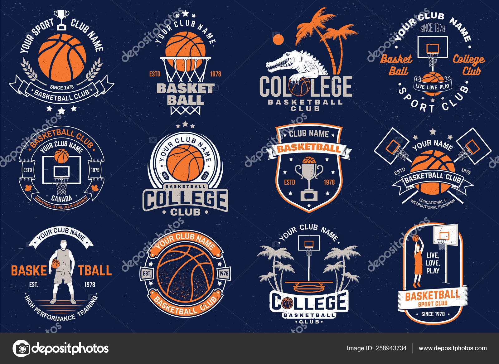 Basketball championship logo design. Graphic design for t-shirt and print  media. Vector and illustration. Stock Vector