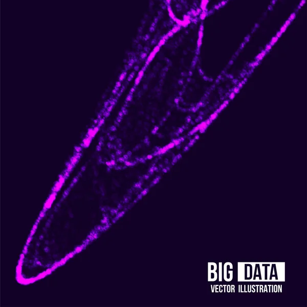 Visuele analyse voor Big data. Vector. Dynamische visualisaties met verbindende stippen en lage poly vorm. Verouderde gegevens en Streaminggegevens. — Stockvector