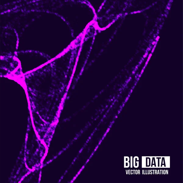 Visuele analyse voor Big data. Vector. Dynamische visualisaties met verbindende stippen en lage poly vorm. Verouderde gegevens en Streaminggegevens. — Stockvector