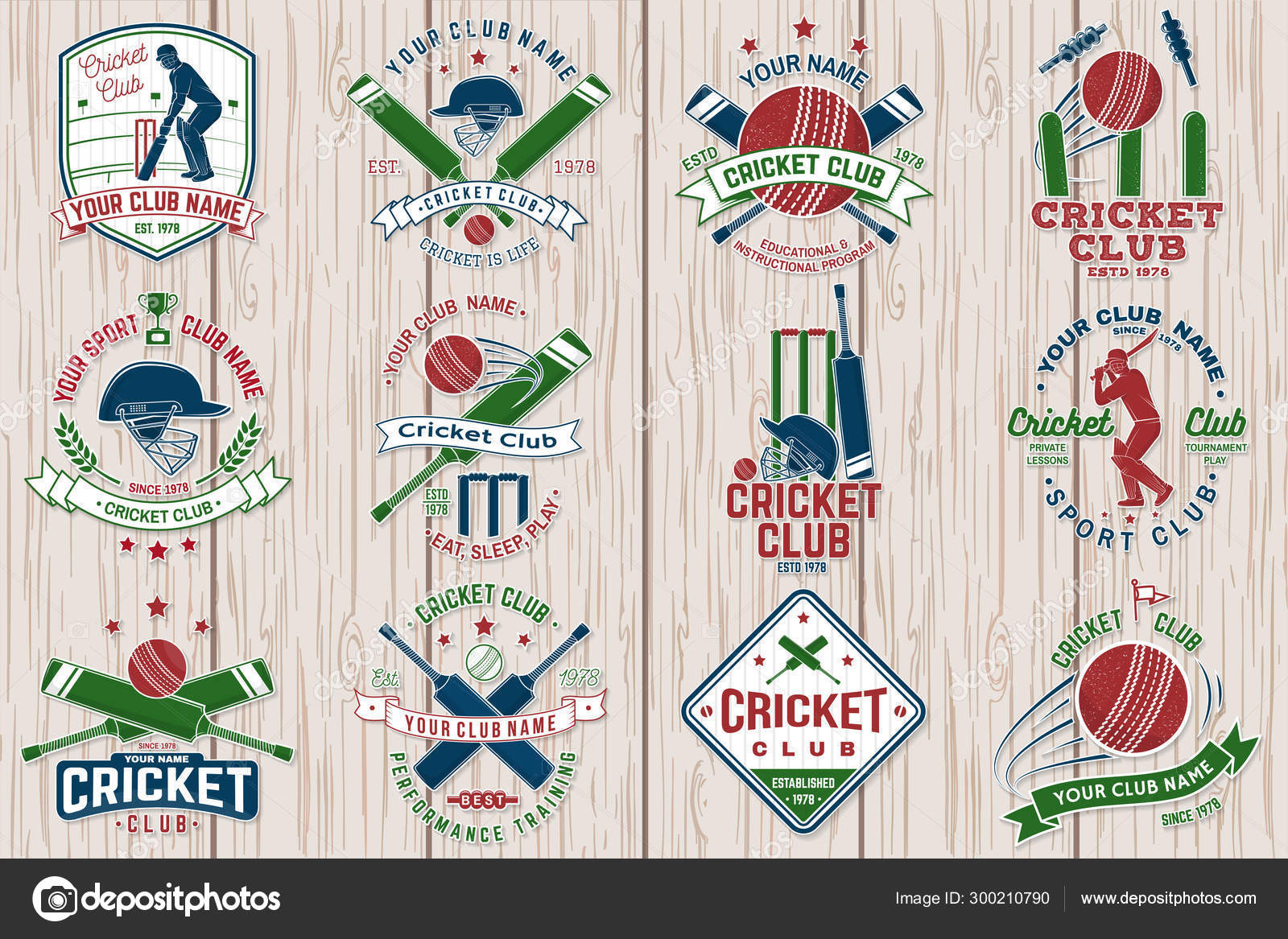 Cricket club seamless pattern or background. Vector. Seamless