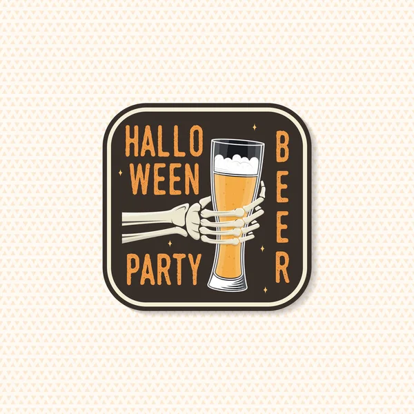 Bier Party Aufnäher Halloween Halloween Retro Abzeichen Anstecknadel Aufkleber Oder — Stockvektor