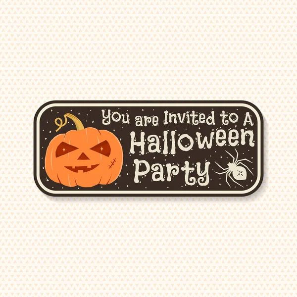 Patch Fête Halloween Illustration Vectorielle Invité Une Fête Halloween Avec — Image vectorielle