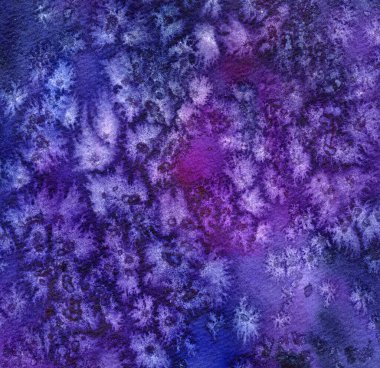 Koyu arkaplanda suluboya desenler. Renkli evren. Soyut bilim. Renkli soyut yıldız gecesi. Geçmişe dönüş. Uzay arkaplanı. Suluboya soyut doku. Mavi arkaplan.