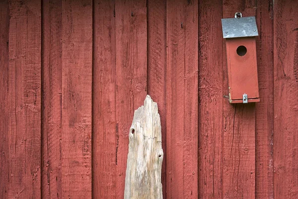 Una casetta per uccelli e legno alla deriva — Foto Stock