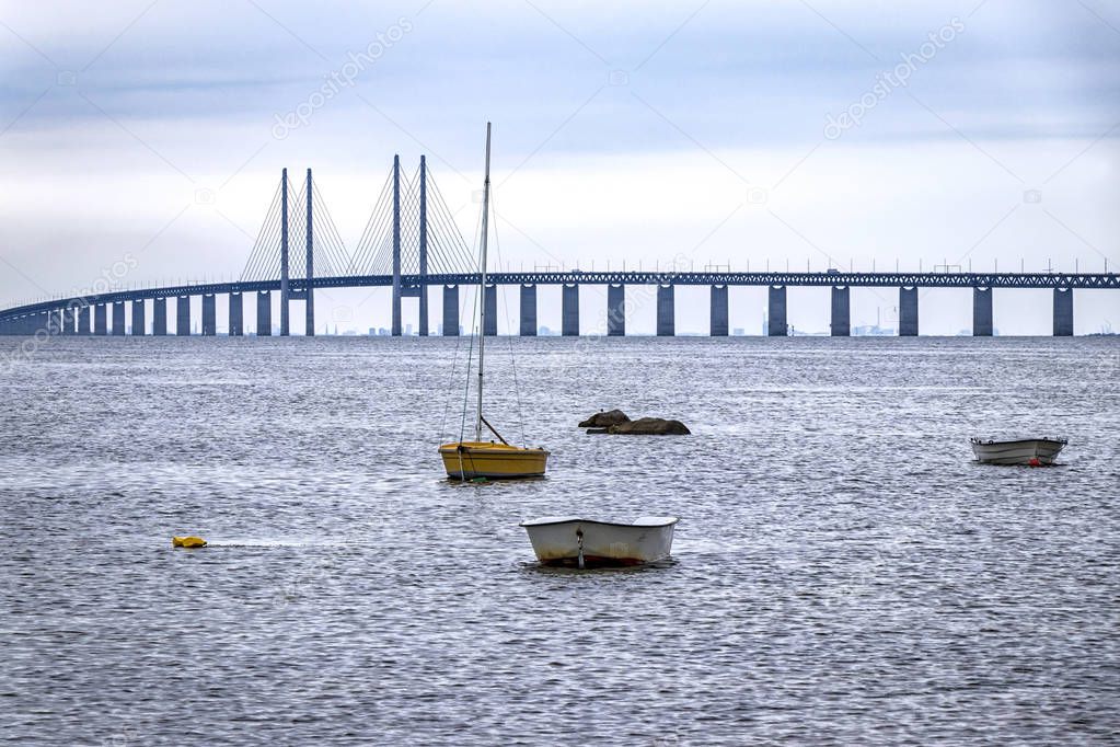 View to the famous Oresund Bridge between Sweden and Denmark