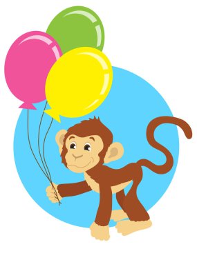 Tatlı maymun balon ile