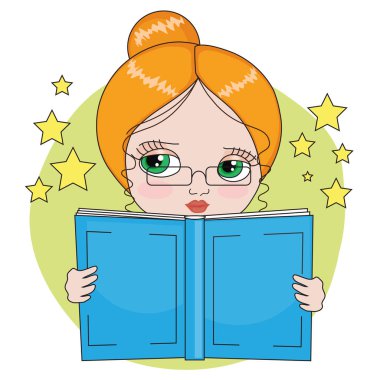 Kızıl saçlı kız bir kitap okuma