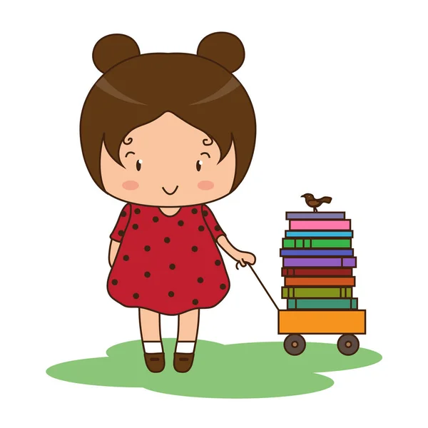 Kleines Mädchen Mit Büchern — Stockfoto