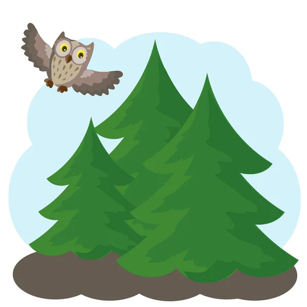 Owls Flygning Över Skogen — Stockfoto